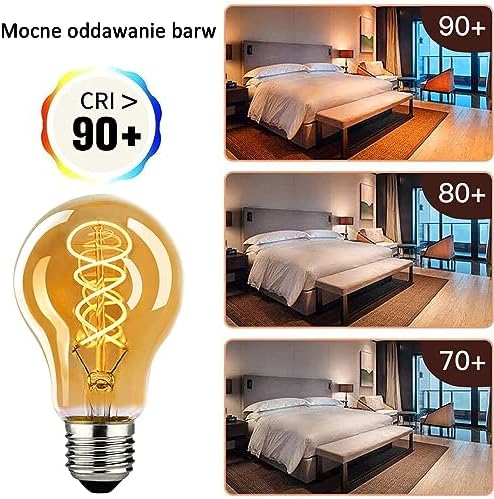 Edison Vintage Żarówka E27, E27 LED Vintage ściemnialna 4W Żarówka E27 Led Ciepła Biała Edison Żarówka E27 Vintage Idealna do oświetlenia retro w domowej kawiarni Bar, bursztynowe szkło - 3 sztuki