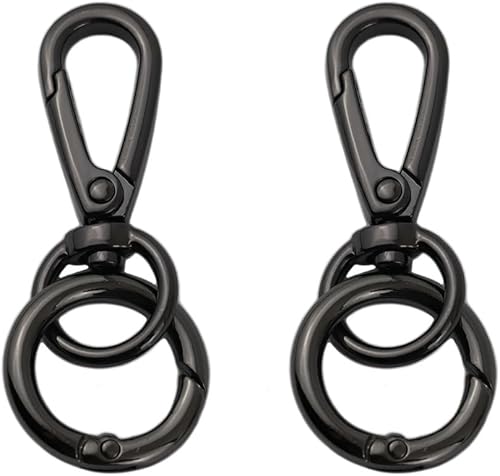 Miniatura 5 de Gancho giratorio de doble apertura para llavero, cierre de langosta, clip de resorte con anillo para llaves, cordones, joyería DIY (dorado)