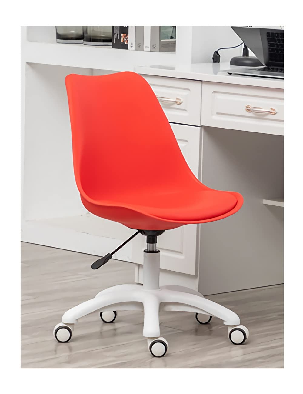 Creative Task Office Chair, Linen Lift Computer Swivel Desk Chair, Waterproof and Silent PU Wheel, Decorative Ergonomic PP Seat Cushion Gift (Color : Light Gray, Size : 28.7-32.7in) (Red 28.7) Chair