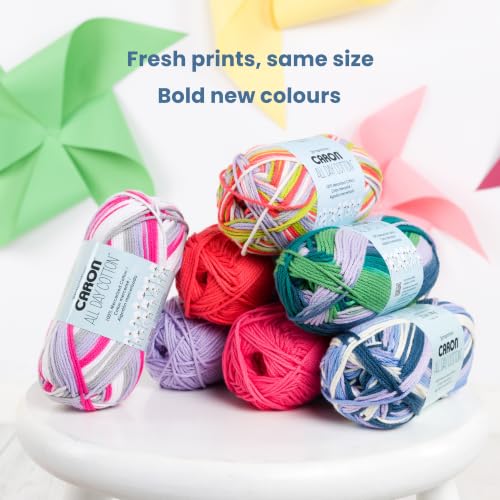 Image of Caron All Day Cotton Prints Yarn for Crocheting, Snow On The Beach, 3-Pack
