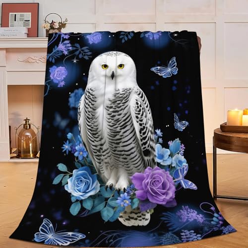 Owl Throw Blanket - Soft Plush Fleece Bedding Blankets- Cozy Owl Stuff Gifts for Women Girls Kids Adults 40"X50"