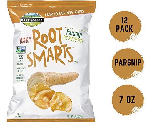 Root Smarts Parsnip Root Vegetable Chips Non Gmo Chips Gluten Free Chips by Root Valley Farms (7oz, 12 Pack)