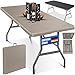 Produktbild KESSER® Buffettisch Tisch klappbar Kunststoff 183x76cm Rattan Optik Campingtisch Partytisch Klapptisch Gartentisch 6 Personen Garten Terrasse & Balkon zusammenklappbar inkl. Tragegriff & Cover, Braun