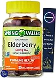 Elderberry Immune Healthy Spring Valley Dietary Supplement Vegetarian Gummies, 50 mg, 30 Count and Bookmark Gift of YOLOMOLO