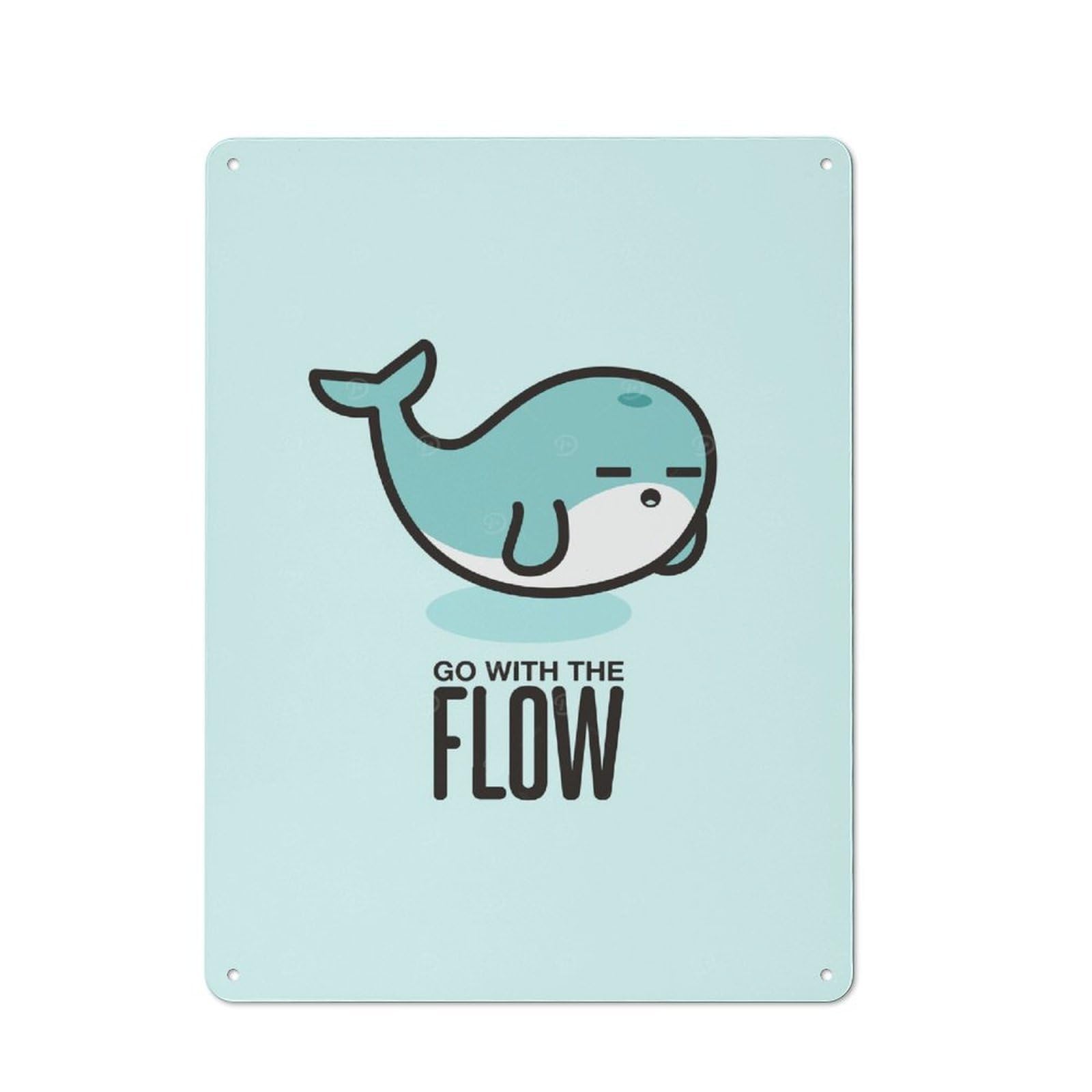 Tin Wall Plaque 40x30cm with Go with The Flow for Pub Or Café, for Hospitality Wall Decor Collectors