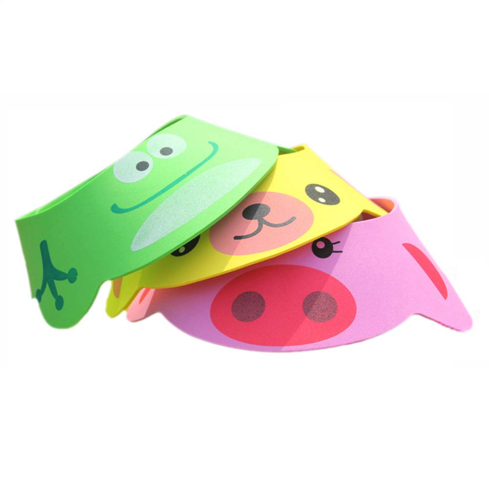 Photo 1 of 3PCS Baby Shower Bathing Cap Cartoon Frog Pig Bear Shampoo Hat Protection Bathing Visor Cap with Four Gear Adjustments By Rely2016