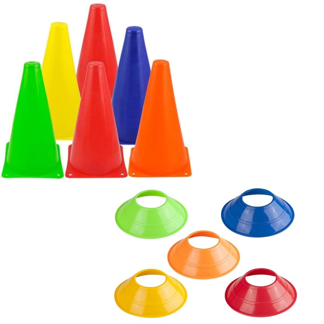 Combo of 6 Cone Marker 6inch and 10 Mini Soccer Marker for Track & Field Marking-image-37