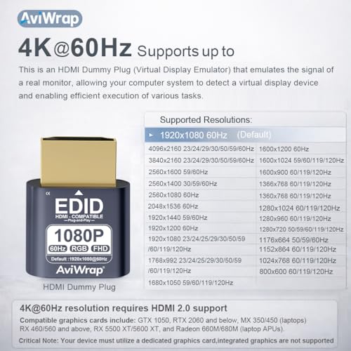 Adaptador HDMI Dummy Plug AviWrap AviWrapA03 miniatura 2