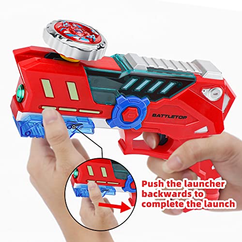 Bey Battling Top Burst Gyro Toy Set with 4 Spinning Top Burst Gyros 1 Toy Launchers Combat Battling Game Gifts for Boys Children Kids Ages 6+(Red)