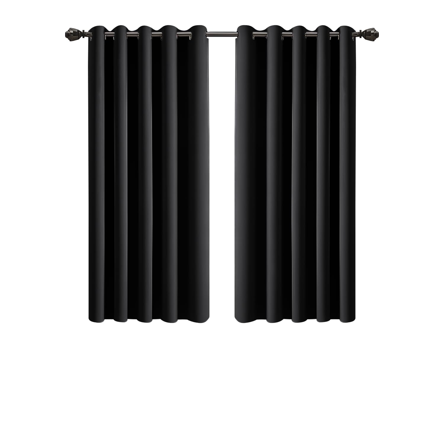 Imperial Rooms Blackout Curtains for Bedroom 46x54 Inch Eyelet Black Curtains Window Treatments Super Soft Ring Top Living Room Curtain 2 Panels with Tiebacks