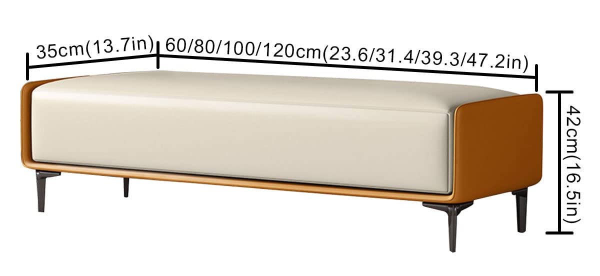 Banco De Dormitorio De Cuero, Moderno Banco Tapizado, Largo Banco De Entrada, con Asiento Acolchado Y Estante De Metal, para Baño, Sala De Estar, Vestíbulo Interior, A, 100 X 35 X 42