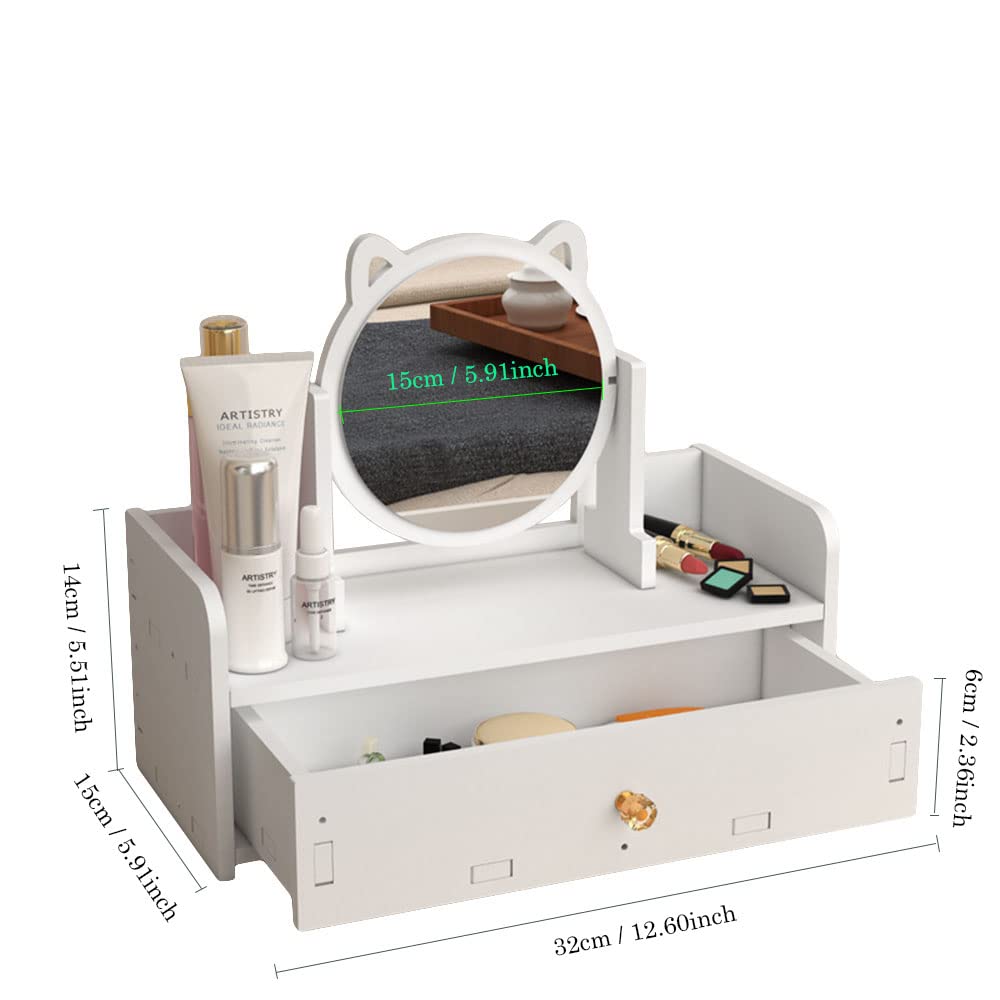 Amazon.com: Alunsito Cat Ear Vanity Mirror, Desktop Makeup Mirror