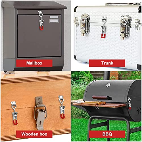 4 stück Spannverschluss Edelstahl, Hebel Verschluss, Kistenverschluß, Kistenverschluss Spannverschluss Eckbefestigung, Toggle Latch, Verstellbar Metall Hebel Verschluss, für Kisten Schrank Schublade