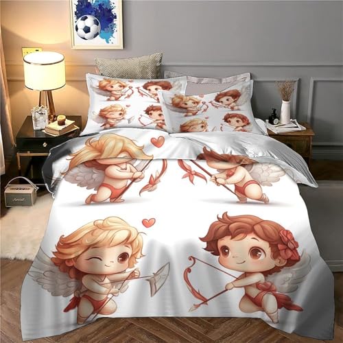 Parure de lit Cupidon en microfibre résistante qui ne rétrécit pas au lavage
