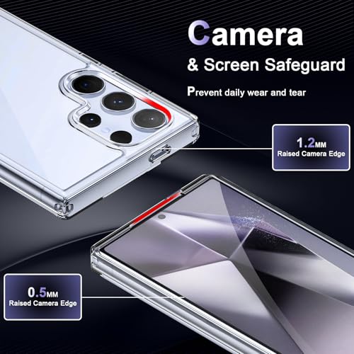 Image of Case for Samsung Galaxy S24 Ultra 5G, Military Grade Drop Protection Phone Case, Yellowing Resistant, Anti-Scratch Hard PC Back, Shockproof Hard Ultra-Thin Protective Cover, Clear