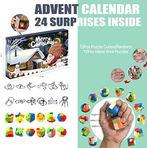 Christmas Advent Calendar 2023 Brain Teaser Puzzle Box, 24 Days Xmas Countdown Calendar, Advent Calendar Fidget Toys, Metal Wire and Puzzle Cubes Game Gifts, for Kids Adults Xmas Party Favors 2 51EXWv4fpPL. AC