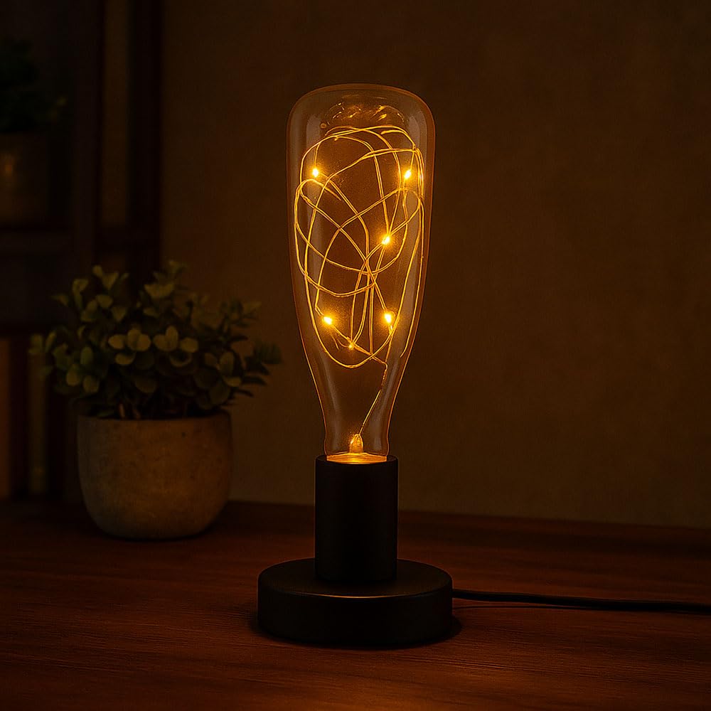 4er-Set LED Deko Leuchtmittel E27, Extra Warmweiß 2200K, 1,6W, mit Kupferkabel – Flaschenform Lampe für warmes, gemütliches Ambiente