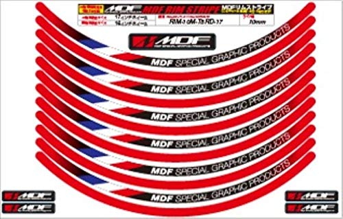 エムディーエフ リムストライプ トリコロールタイプ レッド 10mm幅 12インチ RIM-10M-T5RD-12