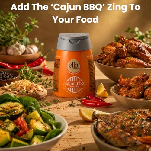 Image of Ella Foods Cajun BBQ Seasoning Powder | Pack of 2| Bold & Smoky Multi-Purpose Spice Mix for Chicken, Seafood, Fries & Vegetables | Seasoning Mix Made with Cold Pasteurized Spices | 40% Less Sodium & No MSG| (100g)