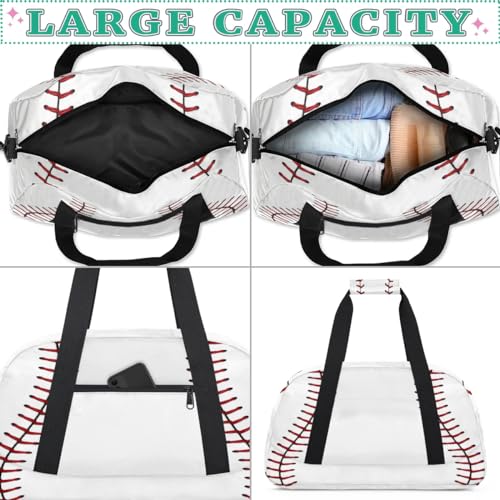 Baseball Lace Kids Gym Bags,Sports Duffel Bags for Boy,Travel Overnight Weekender Bag,Portable Sleepover Carry on Tote Bag,Waterproof Expandable Work Out Bags4