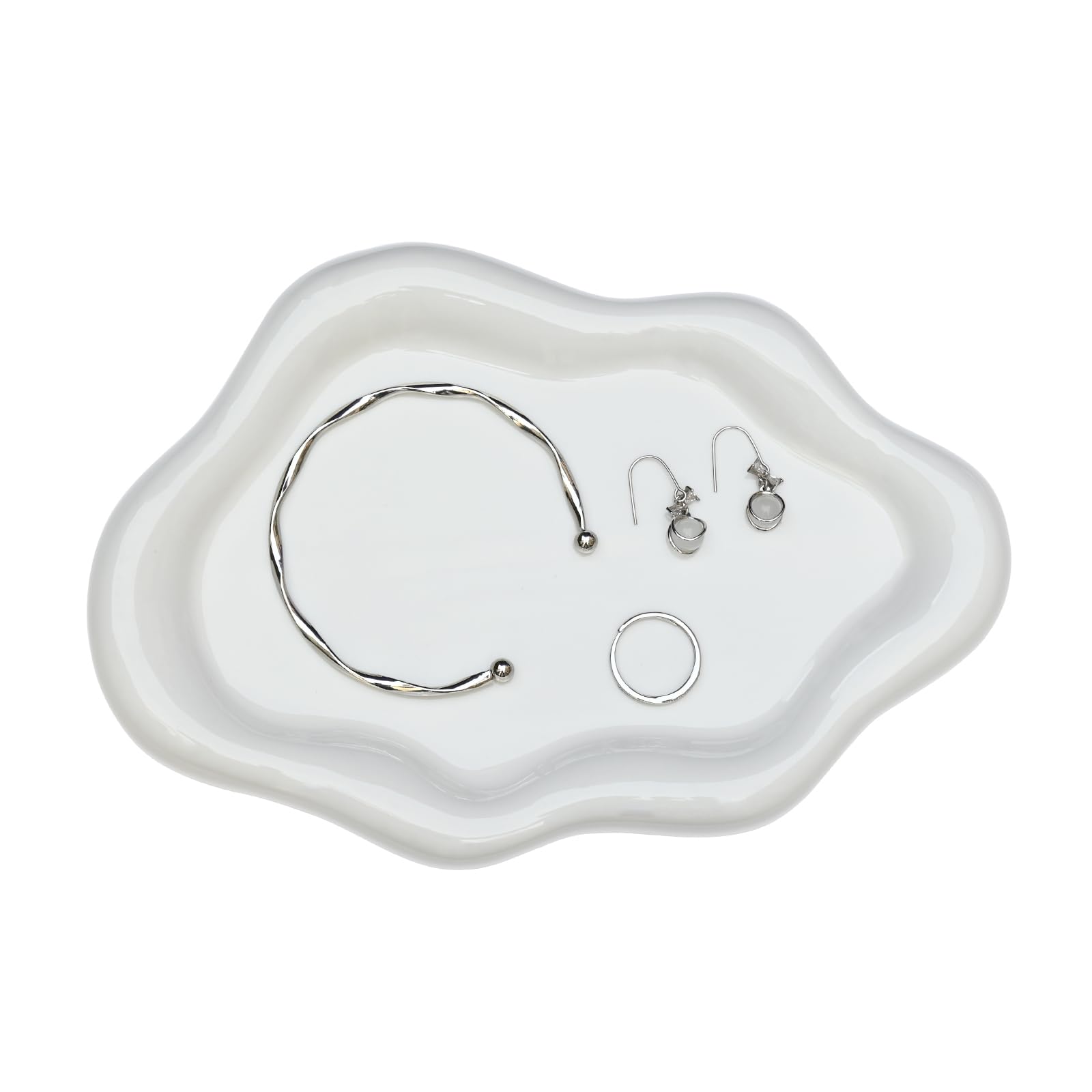VALICLUD Vassoio Portagioielli in Ceramica Forma Di Piatto Porta Anelli Per Gioielli Vassoio Porta Orecchini Per Esporre Braccialetti e Orologi