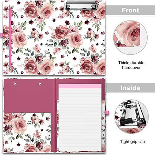 Pulaixin Mini Clipboards Folio Folder With Refillable Lined Notepad(A5 Size 6" X 9"),Small Nursing Clipboard Foldable With Storage Pocket And Pen Holder For Kids For Classroom Office(Rose Floral) #TOP2