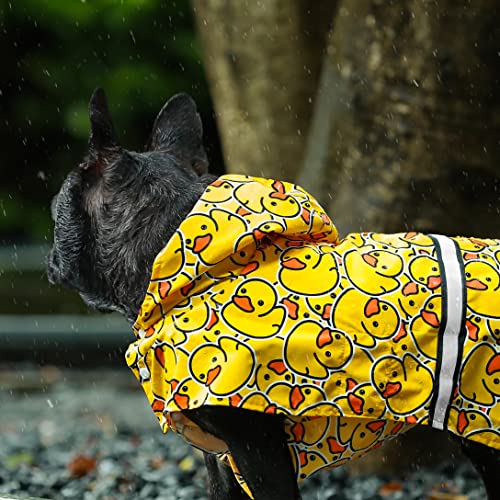 Fitwarm Funny Duck Dog Raincoat With Hood, Waterproof Rain Jacket For Small Dogs Boy Girl, Reflective Pet Poncho, Packable, Adjustable, Yellow, Xs #TOP2