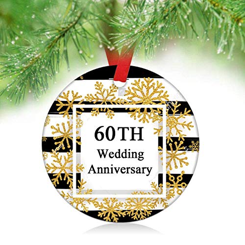 ZUNON 60th Anniversary Wedding Christmas Ornament 60th Xmas 60th Ornament Wedding Anniversary Decoration 3