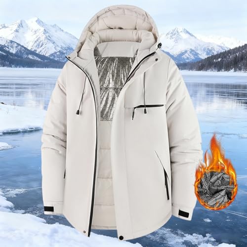 Abrigo con capucha forro polar pesado impermeable resistente al viento cómodo gris XXXL 2