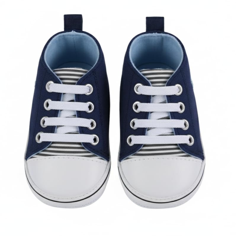 lillypupp Soft Cotton Canvas Baby Shoes for Boys Girls. Unisex Anti-Slip Skid Walking Sneakers for Newborn Infant for 0-3 3-6 6-9 9-12 Months. Navy Blue-picture-39