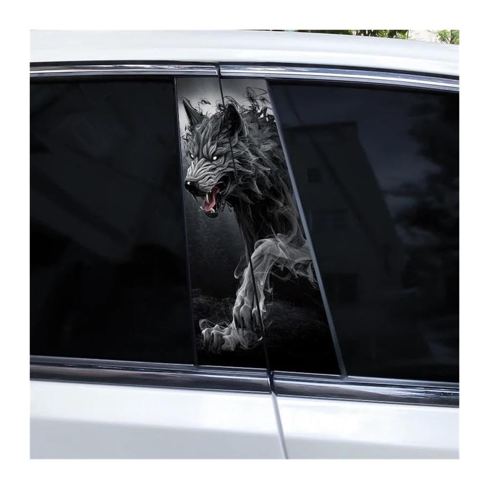 Body Parts 2pcs Car B-Pillar Decorative Decals A Fierce Wolf Car Center Column Sticker DIY(I)