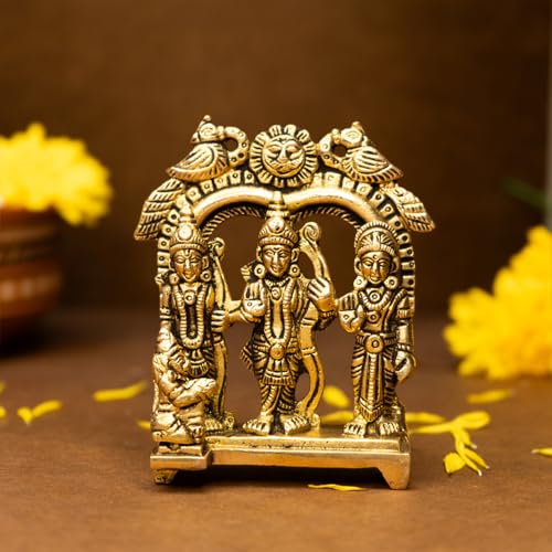 Image of Ekhasa 100% Pure Brass Ram Darbar Murti in Luxury Red Velvet Gift Box God Idols for Gifting | Best Wedding Gifts for Marriage Couple, Gifts for Couples, Housewarming Or Shop Opening Ceremony
