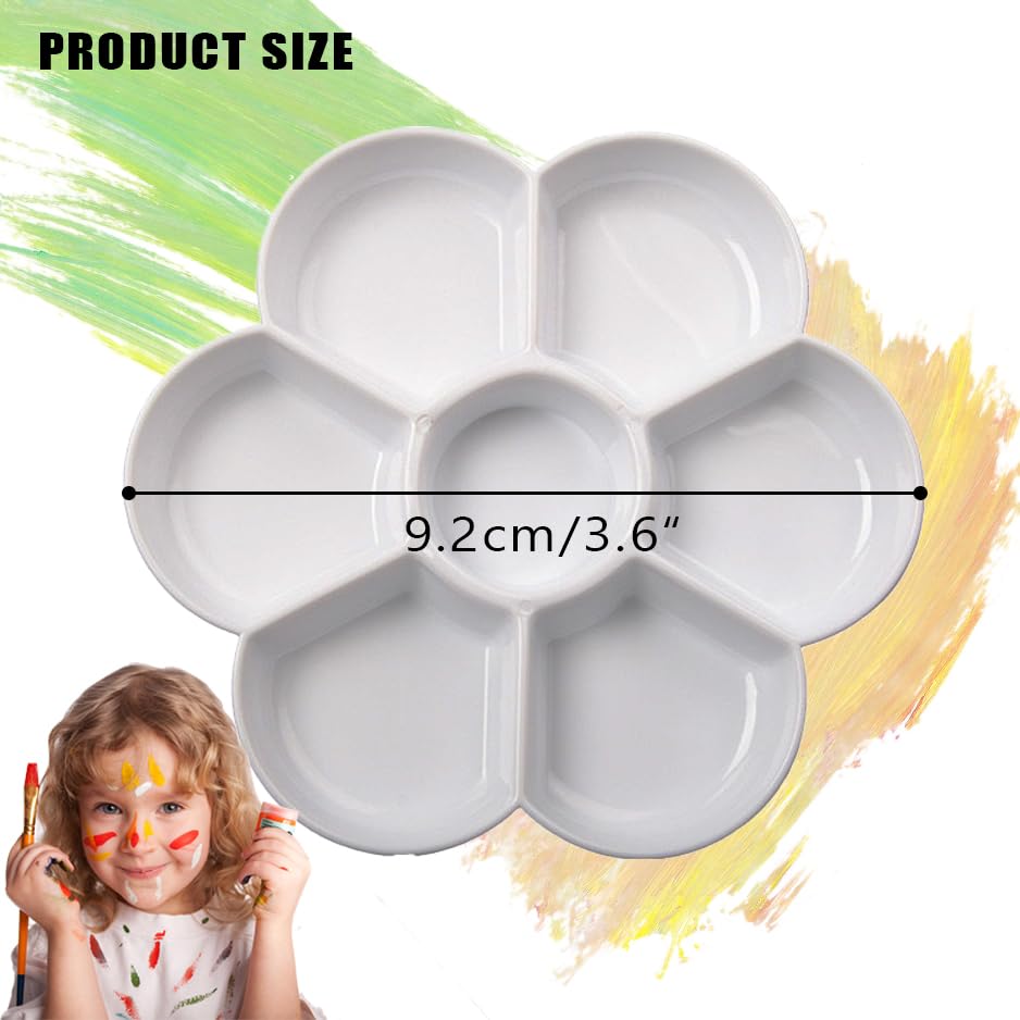 7-Well Flower Mixing White Ceramic Artist Paint Palette Tray for Watercolor Gouache Acrylic Oil Paintin (3