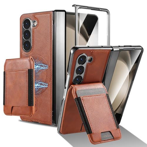 Étui Samsung Galaxy Z Fold 5 en cuir détachable et magnétique marron