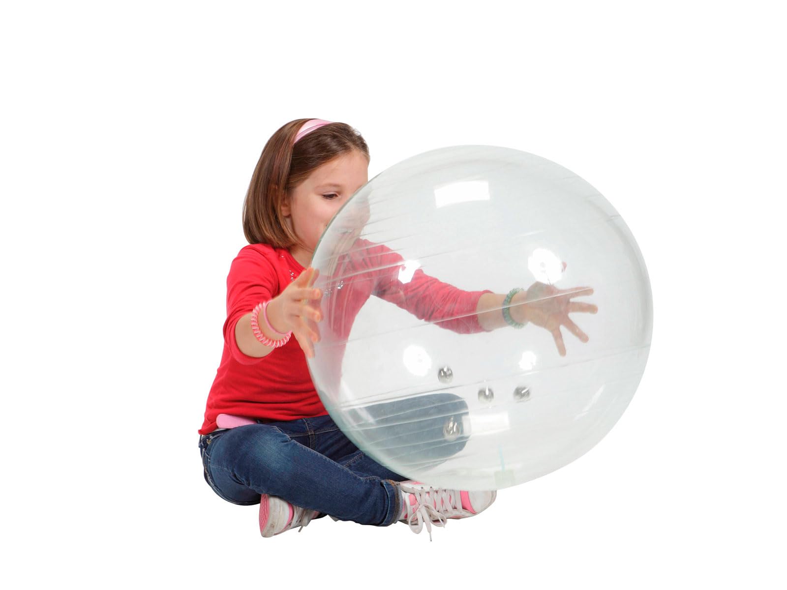 GYMNIC Jinglin’ Ball Palla sonora trasparente Ø 50 cm con campanellini interni, strumento terapeutico e ludico per sviluppare percezione, coordinazione e movimento