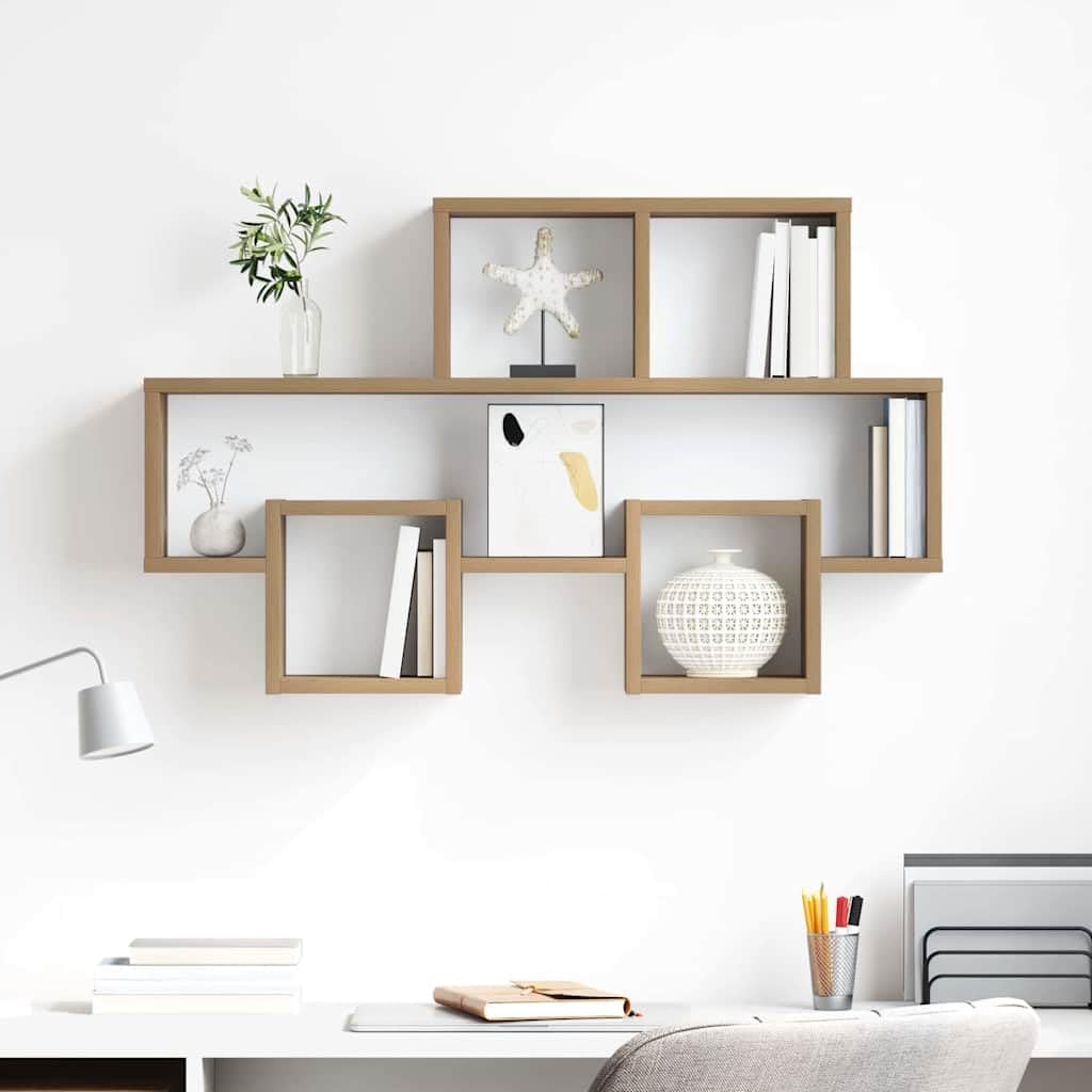 Regał ścienny z dębu Artisan 82 x 15 x 51 cm, materiał drewnopochodny, pływający design, nowoczesny regał na książki, zajmuje mało miejsca montaż ścienny do salonu, sypialni