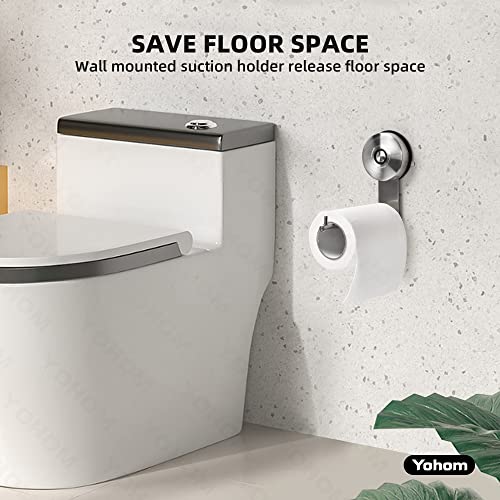 Yohom Suction Cup Toilet Paper Holder Vacuum Tissue Roll Hanger Bathroom Suction Toilet Roll Rack Wall Mounted Paper Towel Dispenser Storage Organizer Coat Hat Hook Brushed Stainless Steel #TOP4