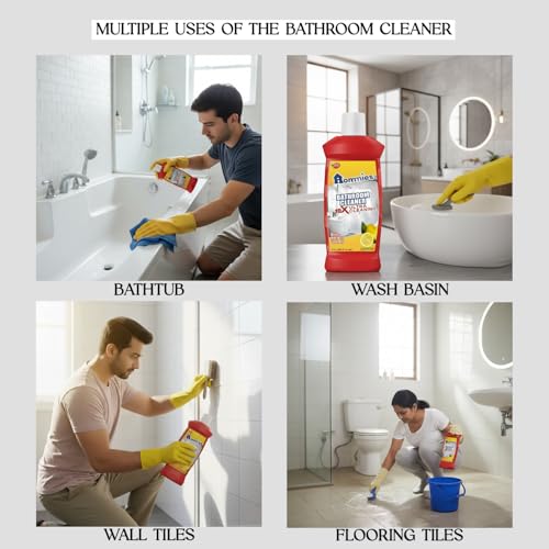 Image of Hommies Disinfectant Bathroom Cleaner Liquid (Lemon) - 2 Litre | Kills 99.9% Germs | Professional Strength Deep Cleaner for Tiles, Floors, Sinks & Chrome Taps | Combo Pack 1L X 2Packs