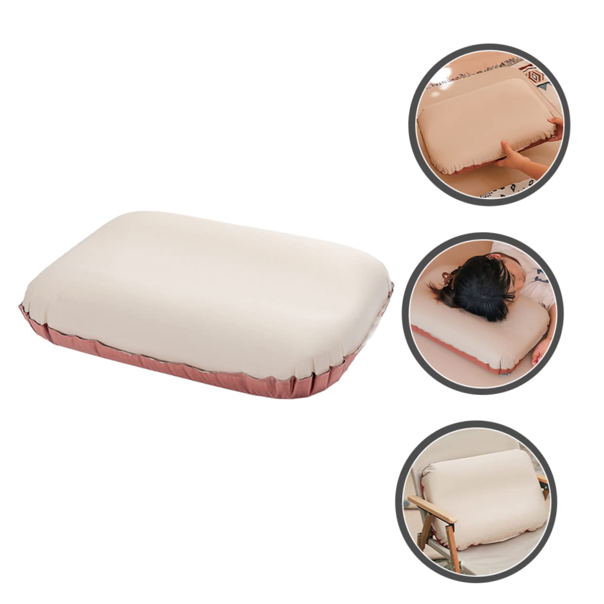 Oreiller Gonflable Portable pour Camping, Design Ergonomique, Mousse et Polyester Pongé, Dégonflage Facile, pour Maison et Hôtel