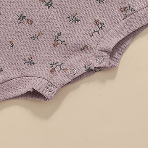 Twopumpkin Baby Girl Crewneck Sweatshirts Oversized Knit Sweater Shirts Long Sleeve Romper Pullover Top Cute Fall Winter Clothes (Af Waffle Knitted Floral Purple, 0-6 Months) #TOP3