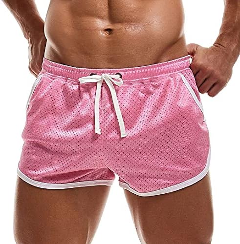 AIMPACT Mens Gym Bodybuilding Shorts 3 inch Retro Workout Running Short Shorts with Pockets(Pink M)