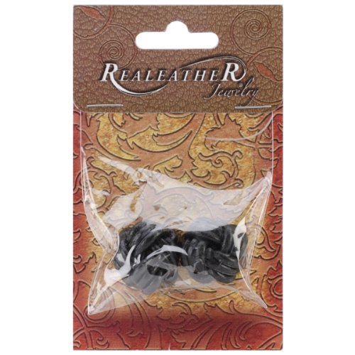 Realeather Crafts J7151-01 Leather Knot Beads, Large, Black, 2-Pack
