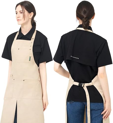 Miniatura 1 de Zero Waste Eco Friendly Unisex Lavable a Máquina Resistente a Caídas de Agua 3 Bolsillos Costuras Reforzadas Babero Delantales