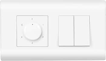 Wipro Northwest (Nowa) Switch Combo of 4M Plate + 1M 6A Switch x2 + 5 Step Fan Regulator, White (Kit 9)