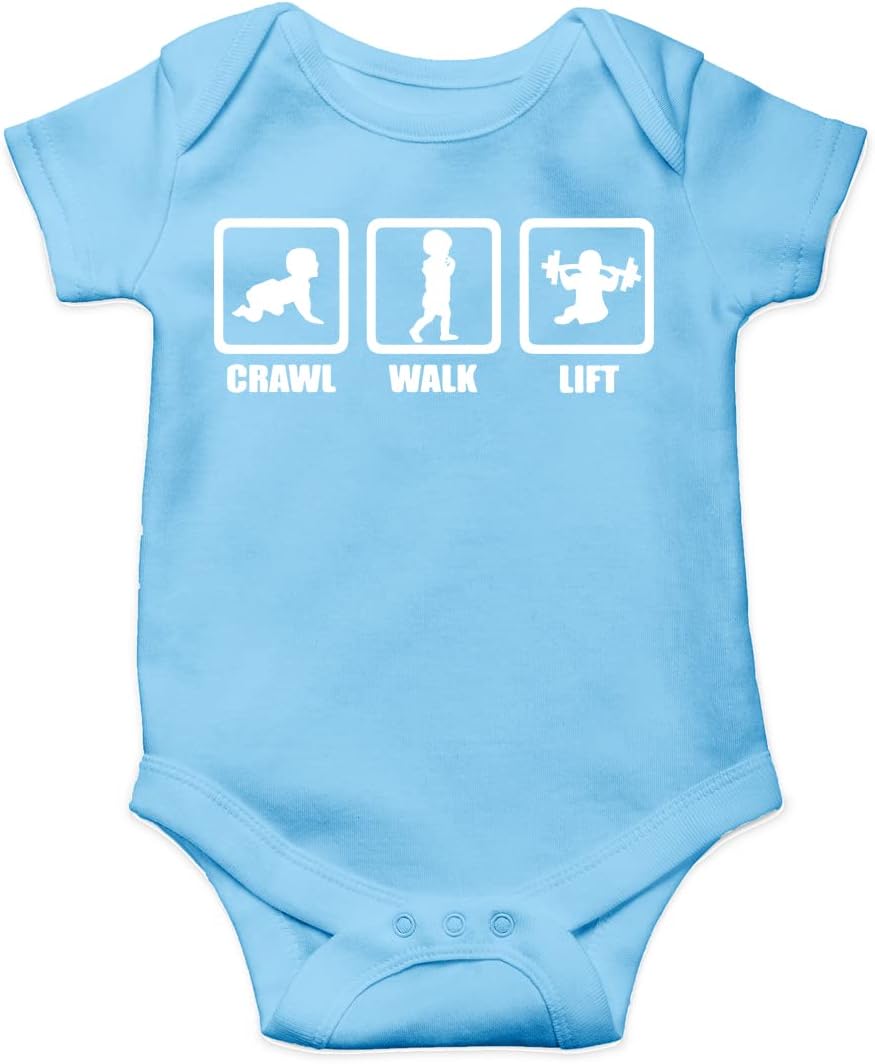 AW Fashions Crawl, Walk, Lift Baby Bodysuit Funny Cute Infant Newborn Announcement Outfit Unisex Girls Boy