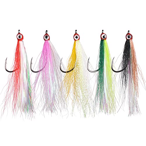 Orootl JDYS202-BUCKTAIL EYE HOOK-MIX-10PC Fishing Bucktail Teaser Hooks thumb #5