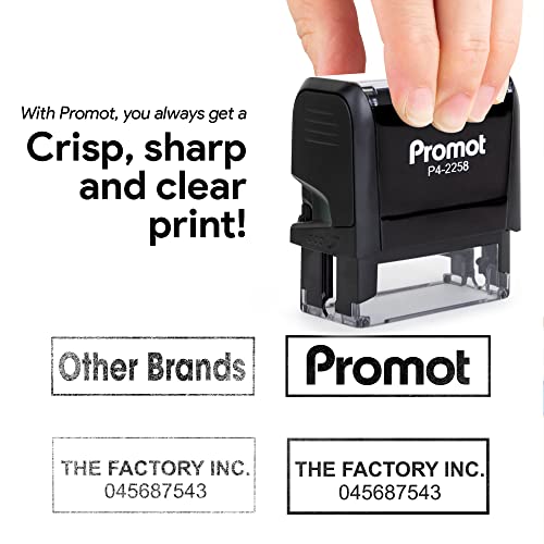 Promot Self Inking Personalized Stamp - Up To 4 Lines Of Personalized Text, Custom Address Stamp, Office Stamps, Customized Stamp, Custom Stamps Self Inking With Easy To Change Ink Cartridge (Large) #TOP5