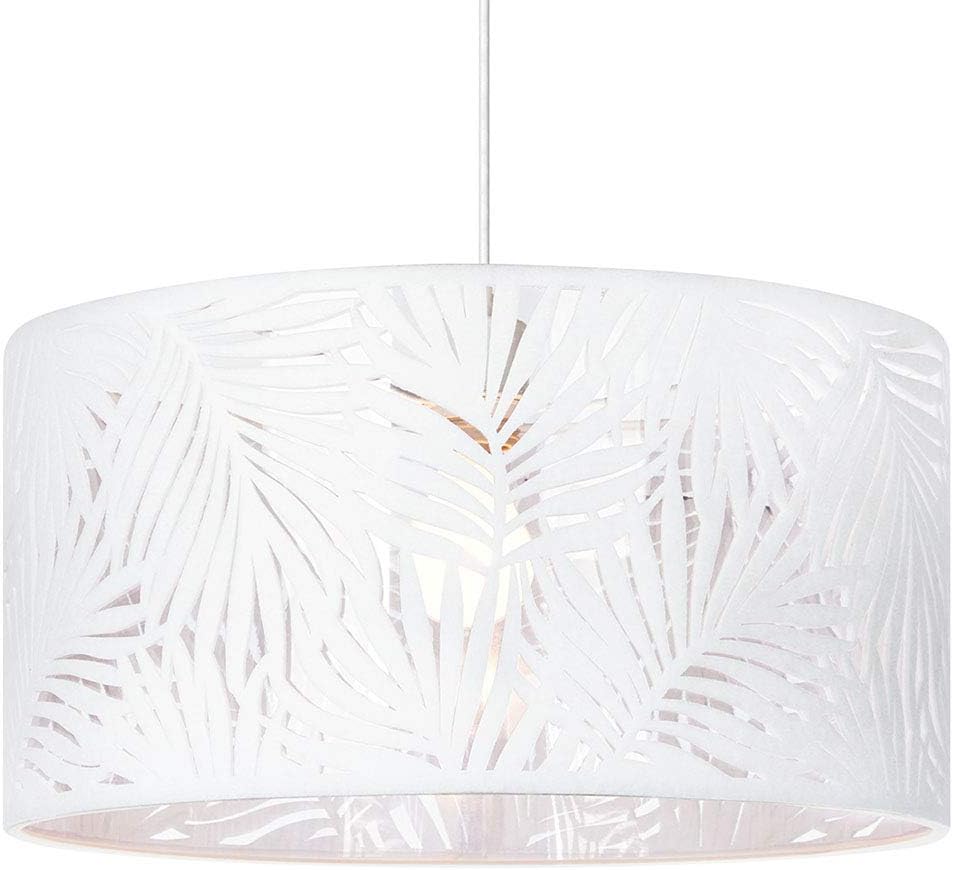 Firefly Home & Kids Lighting White Fern Pendant Light Fixture 1-Light, 16" W x 9" H, Bedroom, Children's Bedroom, Hallway, Bathroom, Kitchen