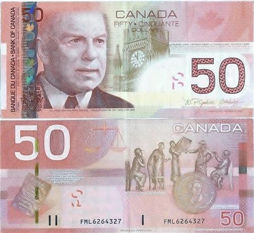 ConversationPrints CANADIAN 50 DOLLAR BILL GLOSSY POSTER PICTURE PHOTO money currency canada ca