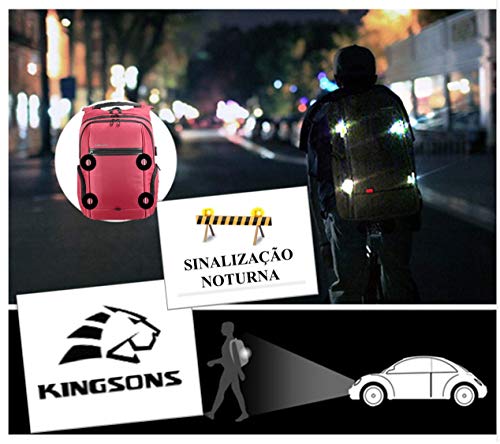 Mochila Kingsons Usb, Resistente a água e material cortante 15,6 polegadas